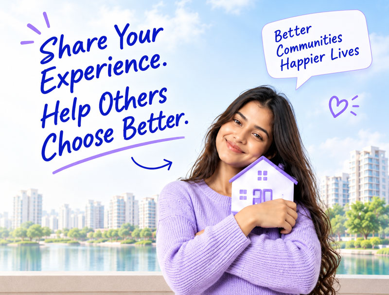 A resident holding a model of her home — share your experience, help others choose better.